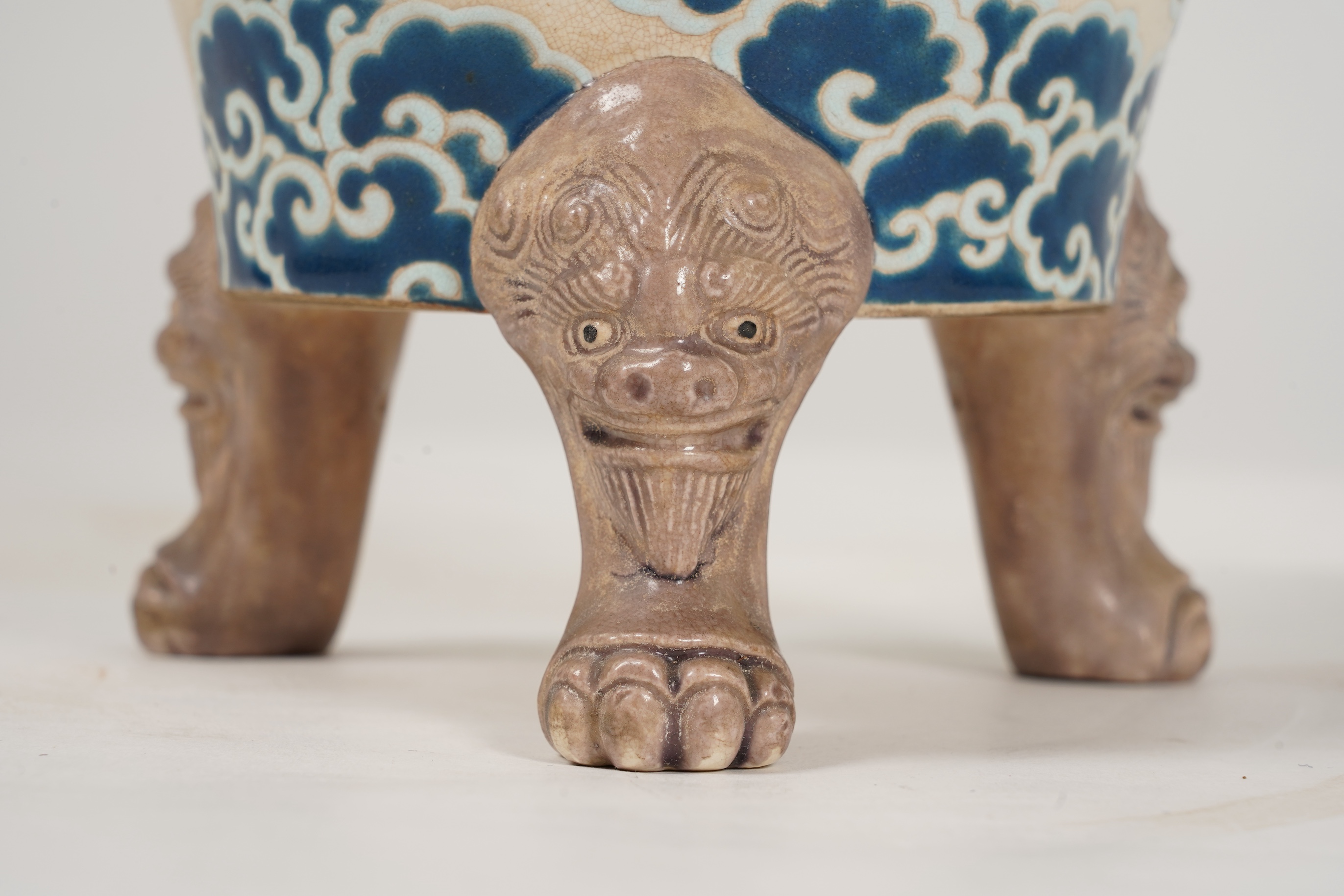 A Japanese Satsuma gosu blue ‘dragon’ vase, 19th century